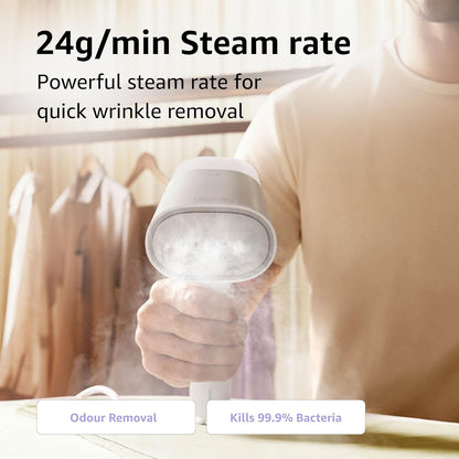 Xiaomi Handheld Garment Steamer, Foldable travel steam iron for clothes, Vertical and Horizontal, Powerful 1300 Watt fast heat up, Kills 99.9%* bacteria, White