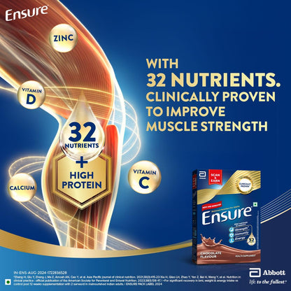 Ensure No 1 Nutritional Supplement Drink in the world|32 nutrients High Protein,Calcium,Vit D|Chocolate400g/375g(Wt may vary)