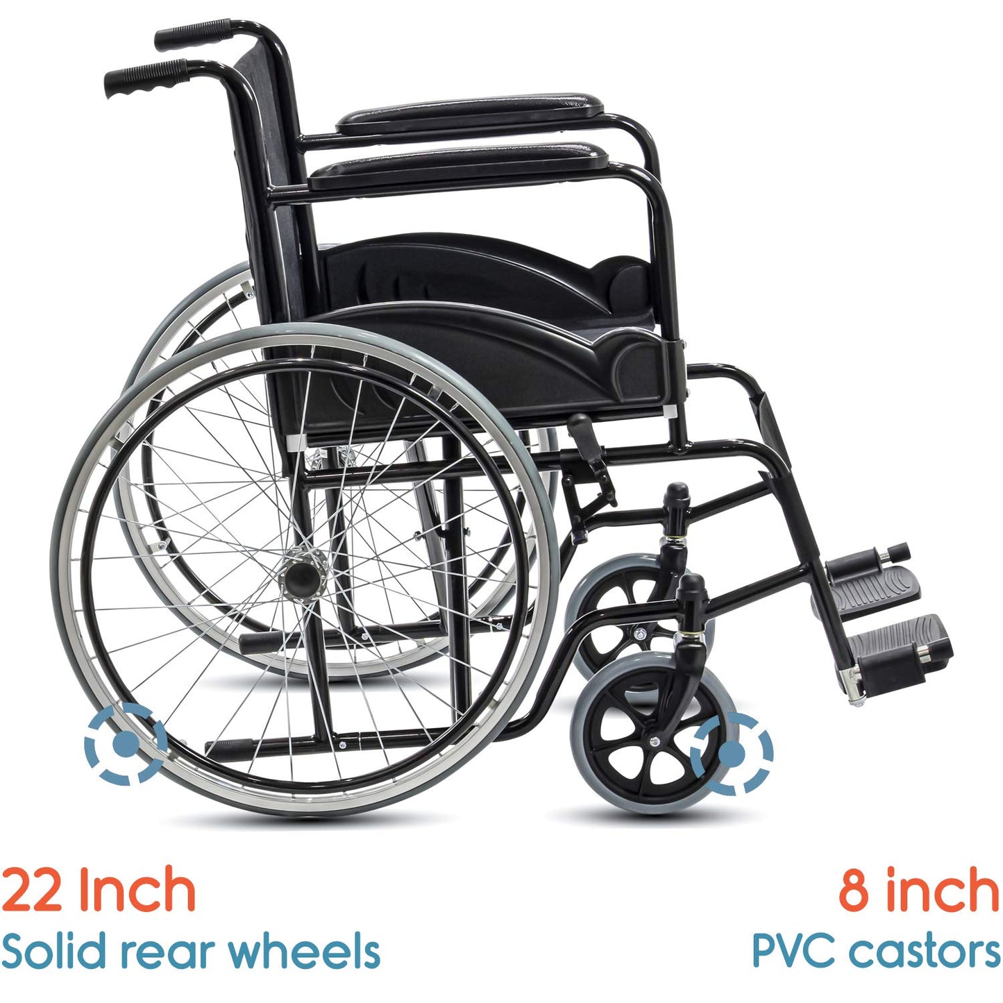 KosmoCare Dura Black Spoke Wheelchair