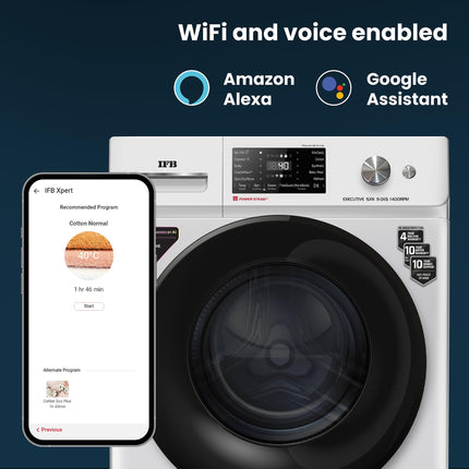 IFB 9 Kg 5 Star Powered by AI with 9 Swirl Wash, WiFi, Fully Automatic Front Load Washing Machine (Executive SXN 9014K, Steam Refresh Program with Eco Inverter, Rich Silver) 