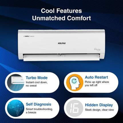 Voltas 1 ton 3 Star Inverter Split AC (Copper, 4-in-1 Adjustable Mode, Anti-dust Filter, 2024 Model, 123V CAE, White) 