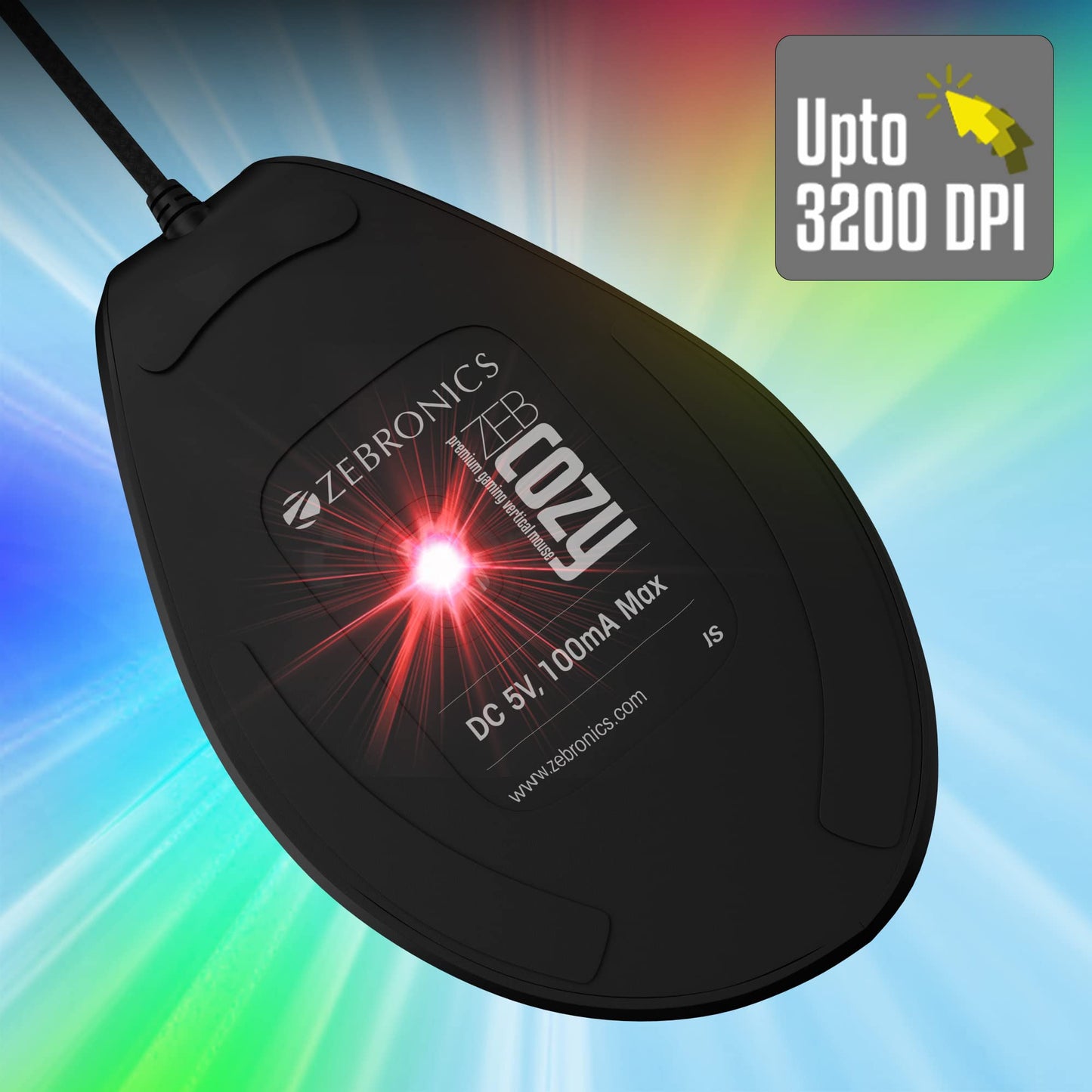 ZEBRONICS-Transformer-M with a High-Performance Gold-Plated USB Mouse: 6 Buttons, Multi-Color LED Lights,High-Resolution Sensor with max 3600 DPI, and DPI Switch(Black)