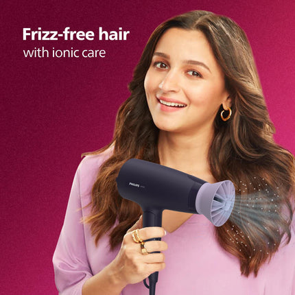 Philips Hair Dryer Powerful Drying with Less HeatIIonic Care for Smooth & Shiny HairI 3 Styling Options for Salon like BlowdryI 1600 WattsI Cool ShotI Men & WomenI 2 Year WarrantyI BHD318/00, Purple 