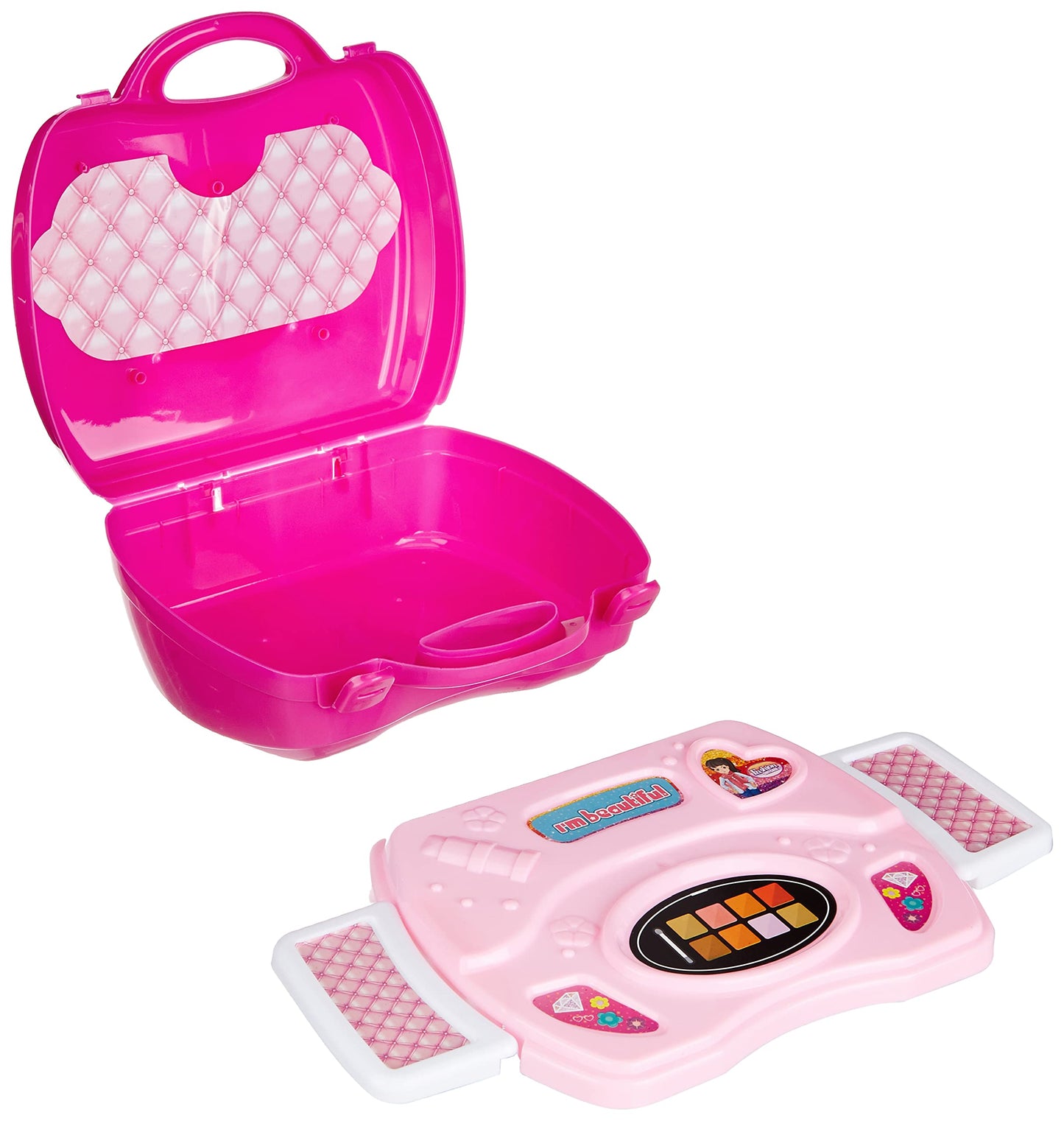 Amazon Brand - Jam & Honey Makeup Set for Girls | Lightweight Portable Plastic Suitcase Kit | Ideal for 3+ Years Kids | Non-Toxic | Kid-Friendly | Pink & Blue