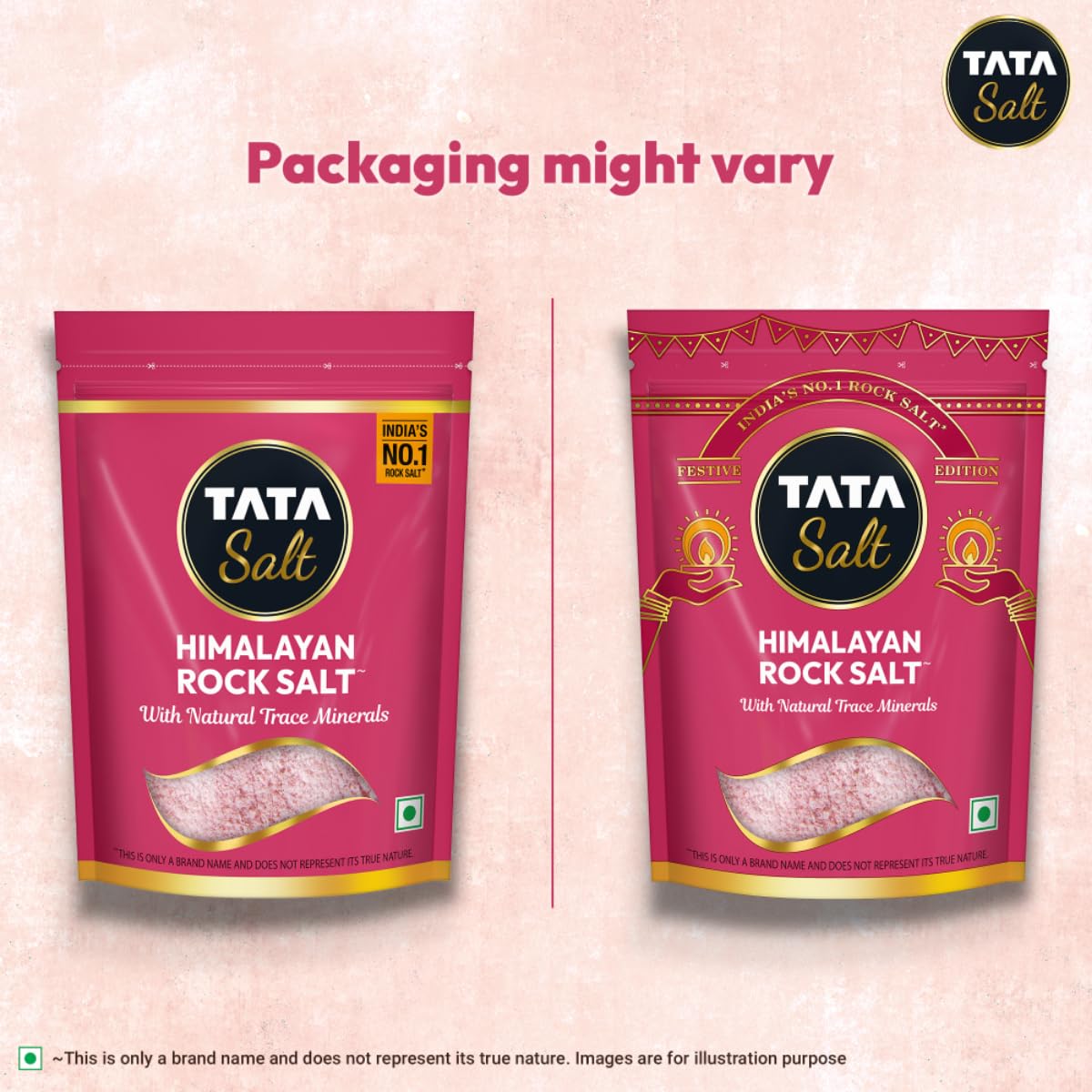 Tata Himalayan Rock Pink Salt, 1kg Pouch, Premium Sendha Namak, With Natural Trace Minerals, Low Sodium, Crystal Salt