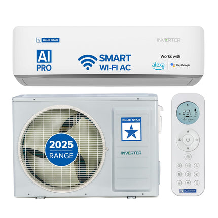 Blue Star 1 Ton 5 Star, 60 Months Warranty, Wi-Fi Smart Inverter Split AC (Copper,Convertible 5 in 1 Cooling, AI Pro, Voice Command, DigiQ Hepta Sensors, 4 Way Swing, 2025 Model, ID512ZNURS, White) 