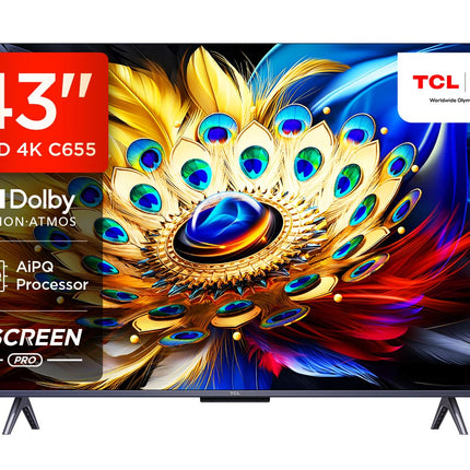 TCL 108 cm (43 inches) 4K Ultra HD Smart QLED Google TV 43C655 (Black)