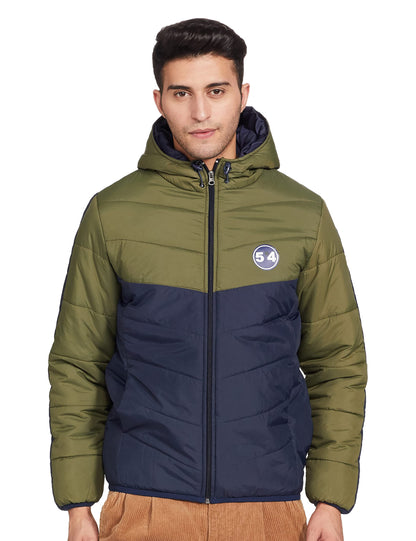 Men's Regular Fit Quilted Bomber Jacket with Detachable Hood - Winter Warm, Insulated Lining, Ribbed Cuffs, and Stylish Design