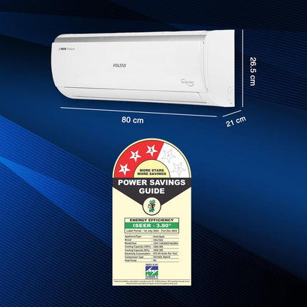 Voltas 1 ton 3 Star Inverter Split AC (Copper, 4-in-1 Adjustable Mode, Anti-dust Filter, 2024 Model, 123V CAE, White) 