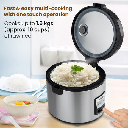 AGARO Regency Electric Rice Cooker, 5L Ceramic Coated Inner Bowl, Cooks up to 1.5Kgs (approx.10 cups) raw rice, 700 W, Easy Grip handle, Automatic Cooking, Keep Warm Function, Multipurpose Cooking 