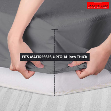 Mattress Protector 100% Waterproof Premium Cotton Feel Mattress Protector Single Size 78x36 Inch|Ultra Soft Breathable & Hypoallergenic Fitted Bed Protector Terry Cover(6.5x3 feet, Grey)