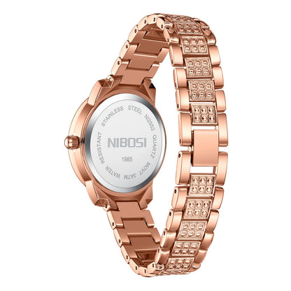 NIBOSI Women Wrist Watches Analog Rose Gold Dial Women's Watch for Girls&Miss&Ladies Diamond Studded with Stylish Girlfriend Watches