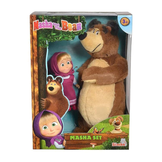 Masha & The Bear Play Set Set by Fratelli (12cm Masha Doll with 25cm Plush Bear Set)