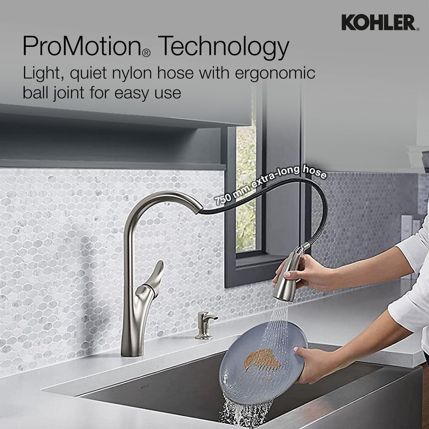 Kohler Emile 26448IN-4-VS Metal Pull-Down Sprayer Kitchen Faucet, Sweep Spray with Multi-function Docking Spray Head Technology (Vibrant Stainless Steel Finish)