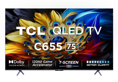 TCL 139 cm (55 inches) 4K Ultra HD Smart QLED Google TV 55C61B (Black)