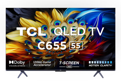 TCL 139 cm (55 inches) 4K Ultra HD Smart QLED Google TV 55C61B (Black)