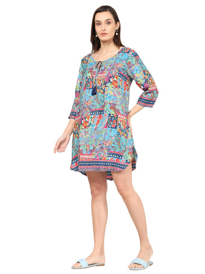 KE | KANHA EXPORTS Women Kurta Straight Printed Kurta Floral Printed Kurta/Straight Round Neck Printed Kurta/Beach wear/Festival wear/Casual wear