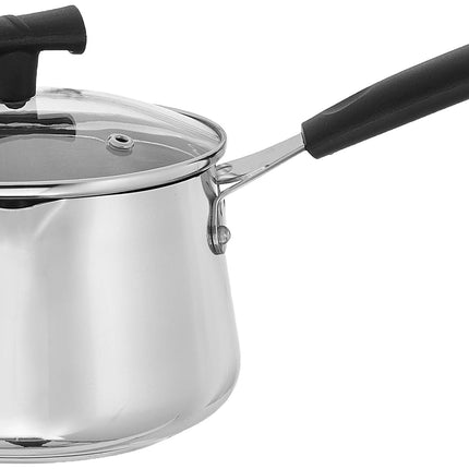 Amazon Brand - Solimo Stainless Steel T Pan with Glass Lid & Induction Base, 1.5 Litre