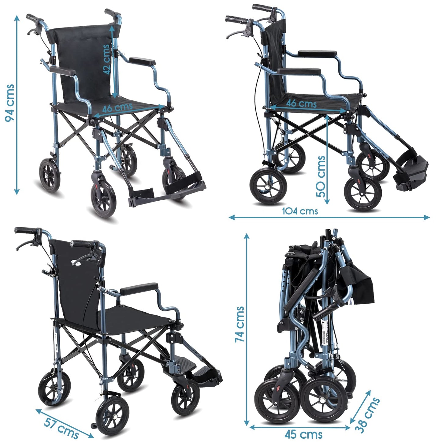 KosmoCare Tranz-Air Ultra Light Weight Transport Wheelchair