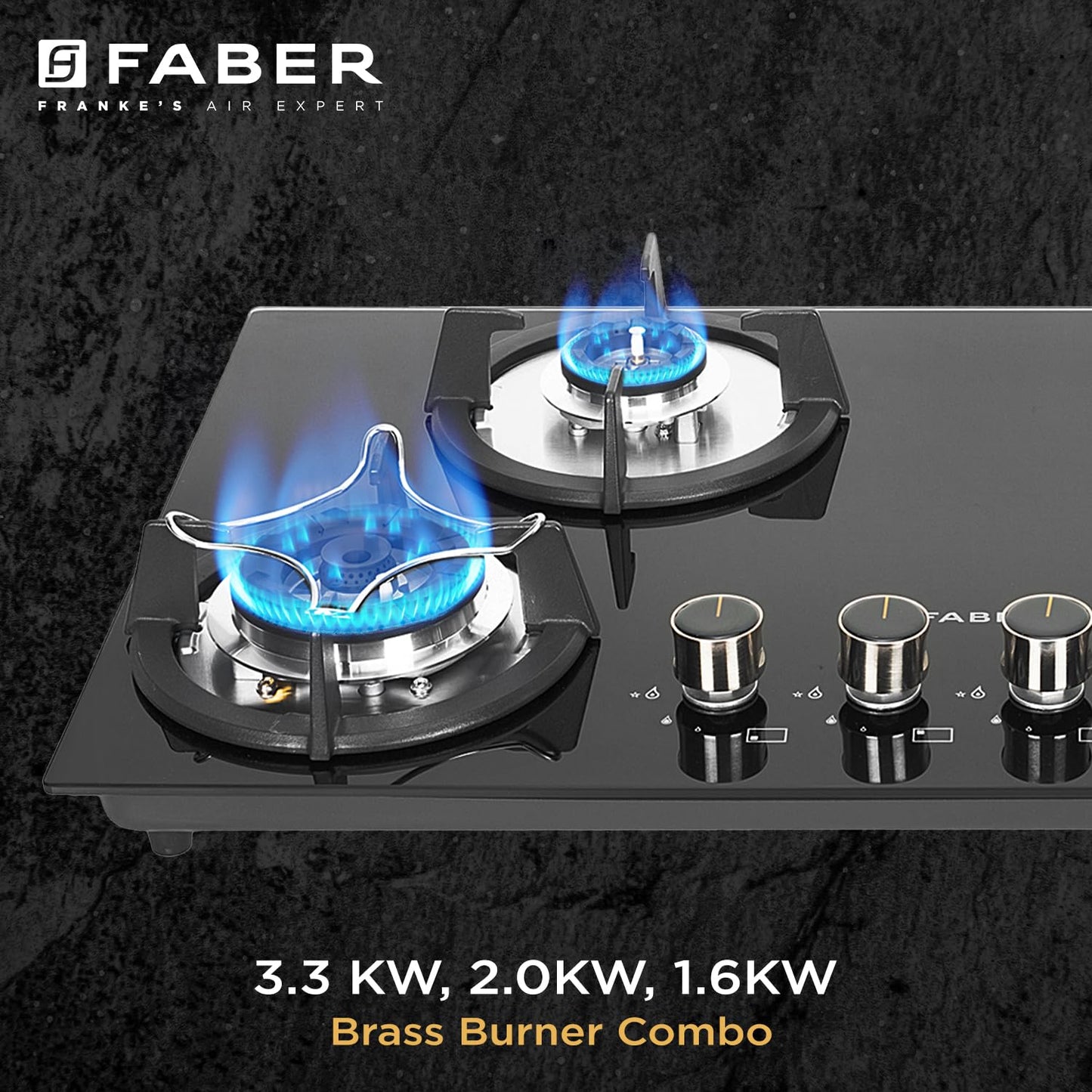 Faber Hob 4 Burner | Auto-Ignition | Spillage Proof | HOB SUPERIA HT764 BR AI | Concealed Chamber | Metal Knobs | Pan Support | Black Glass Finish |5 Yr Warranty on Burner & Glass | 1 Yr comprehensive