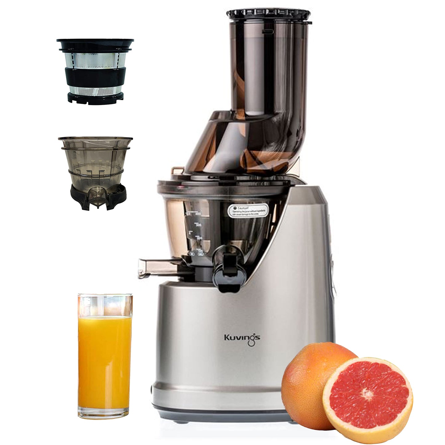 Kuvings B1700 Dark Silver Cold Press Whole Slow Juicer, Patented JMCS Technology for More Juice, All-in-1 Fruit & Vegetable Juicer, 12 Years Manufacturer Warranty, Home Service Across India, 240W