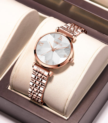 NIBOSI Women Stainless Steel Watches Analog Rose Gold Band and Square Dial Women's Watch for Girls&Miss&Ladies Diamond Studded with Stylish Watches Waterproof