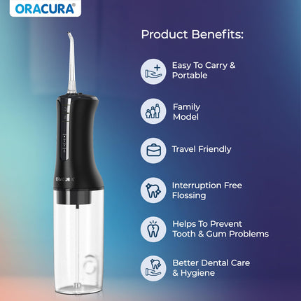 ORACURA® OC300 PRO Smart Pro Water Flosser® Blue | 365 Days Warranty | 4 Modes | Micro-Bubble Technology | 8 Nozzle Tip | 4 Vibrant Colours | 300ml Water Tank