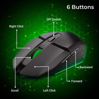 ZEBRONICS-Transformer-M with a High-Performance Gold-Plated USB Mouse: 6 Buttons, Multi-Color LED Lights,High-Resolution Sensor with max 3600 DPI, and DPI Switch(Black)