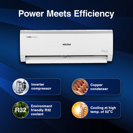 Voltas 1 ton 3 Star Inverter Split AC (Copper, 4-in-1 Adjustable Mode, Anti-dust Filter, 2024 Model, 123V CAE, White) 