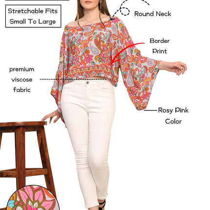 KE KANHA EXPORTS top Stylish Women Tops Multi-Neck Option-Round,v-Neck,Boat Neck Loose fit Variety of Sleeves Tops Boho Floral Western top fit to All Women Shape