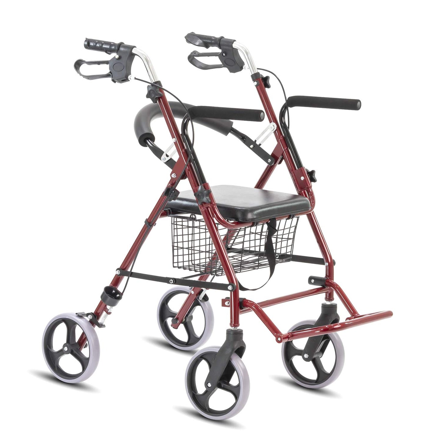 Kosmocare Folding Rollator Walker with Seat & Removable Back Support | Walker for Old People with Wheels | Lightweight Walkers for Seniors | Medical Walker for Old People