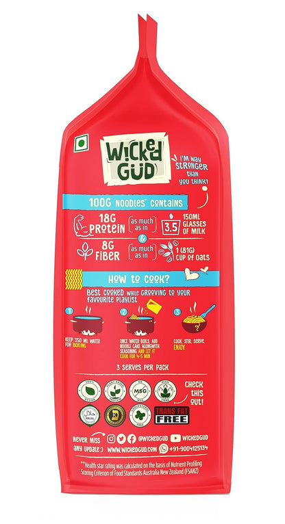 WickedGud Curry Nourishing Instant Noodles (201gm x 2) | Healthy Noodles | No Maida | No Oil | No MSG | High Protein | High Fibre | Cholesterol Free