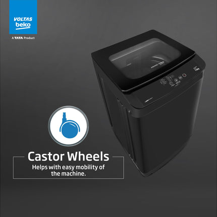 Voltas Beko, A TATA Product 7 kg 5 Star Eco Wash/Monsoon Dry Fully-Automatic Top-Load Washing Machine (2025 Model, WTL70, Water Reuse, Side Waterfall, Monsoon Dry, Dark Grey) 