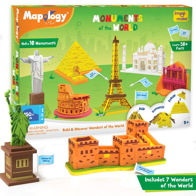 Imagimake Mapology World Flags & Capitals Jigsaw Puzzle |75 Multi-Colored Country-Shaped Pieces | Birthday Gift for Boys and Girls| World Map Puzzle | Educational Toys for Kids 5,6,7,8,9,10