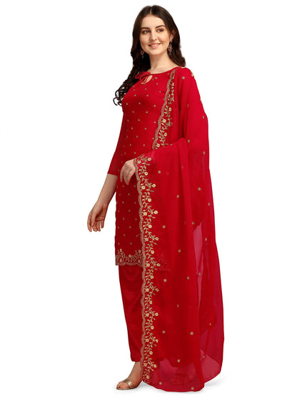 EthnicJunction Women's Georgette Embroidered Unstitched Salwar Suit Dress Material