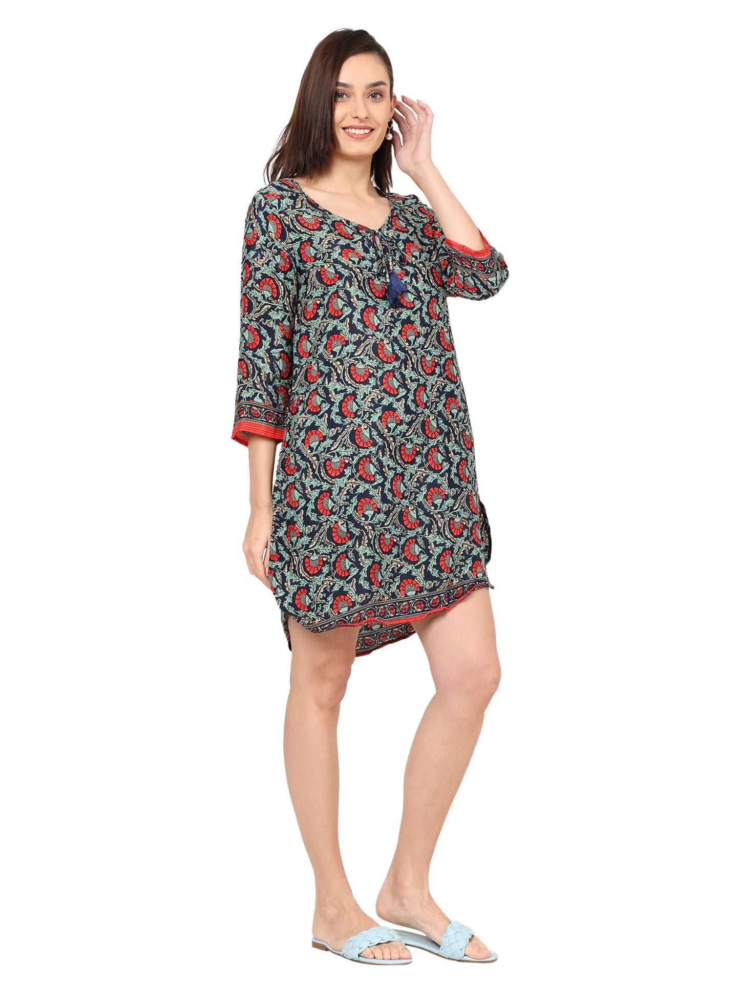 KE | KANHA EXPORTS Women Kurta Straight Printed Kurta Floral Printed Kurta/Straight Round Neck Printed Kurta/Beach wear/Festival wear/Casual wear