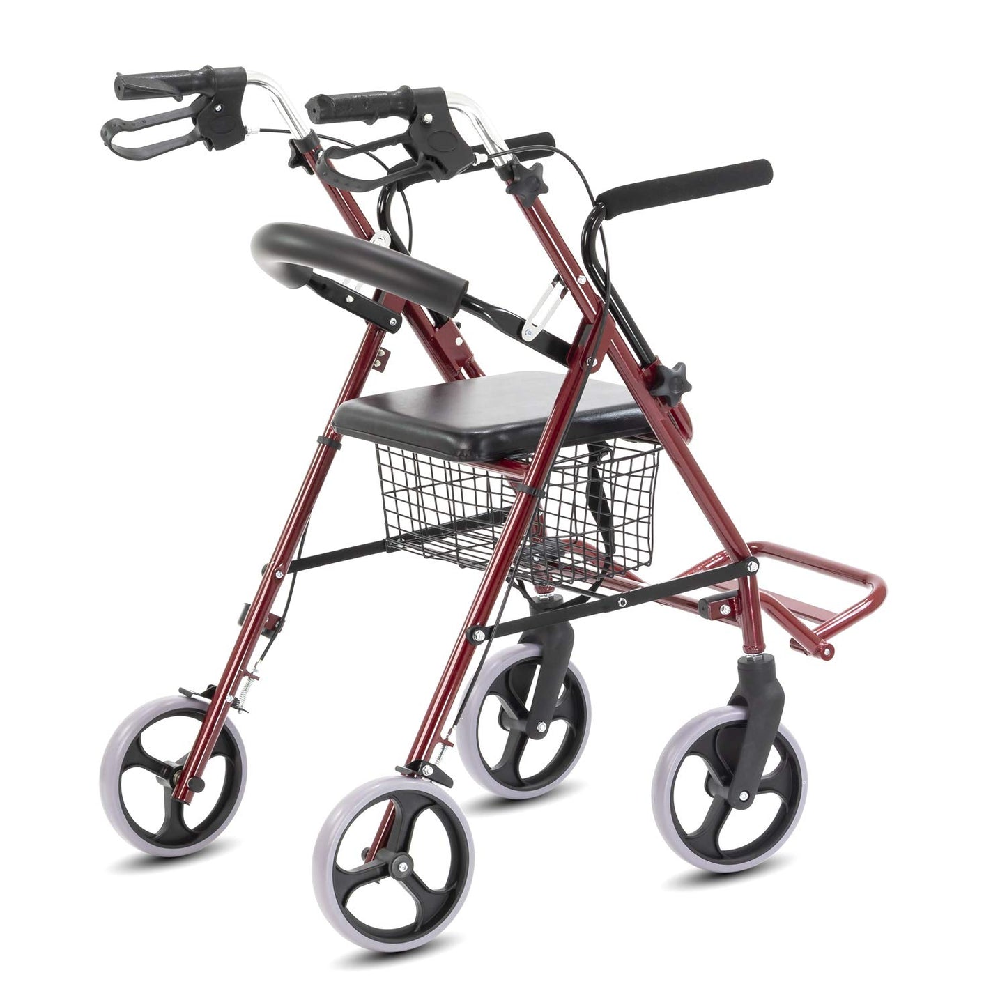 Kosmocare Folding Rollator Walker with Seat & Removable Back Support | Walker for Old People with Wheels | Lightweight Walkers for Seniors | Medical Walker for Old People