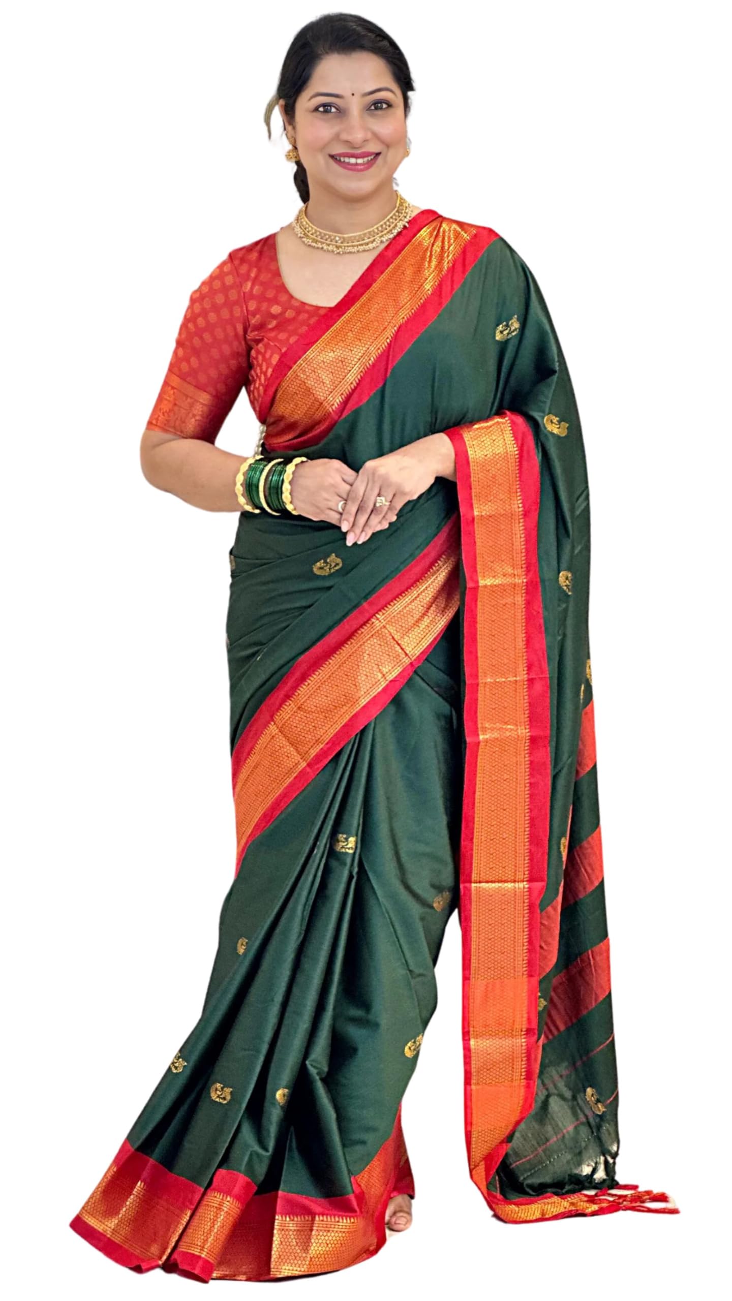 SGF11 Women's Kanjivaram Soft Lichi Silk Saree With Blouse Piece