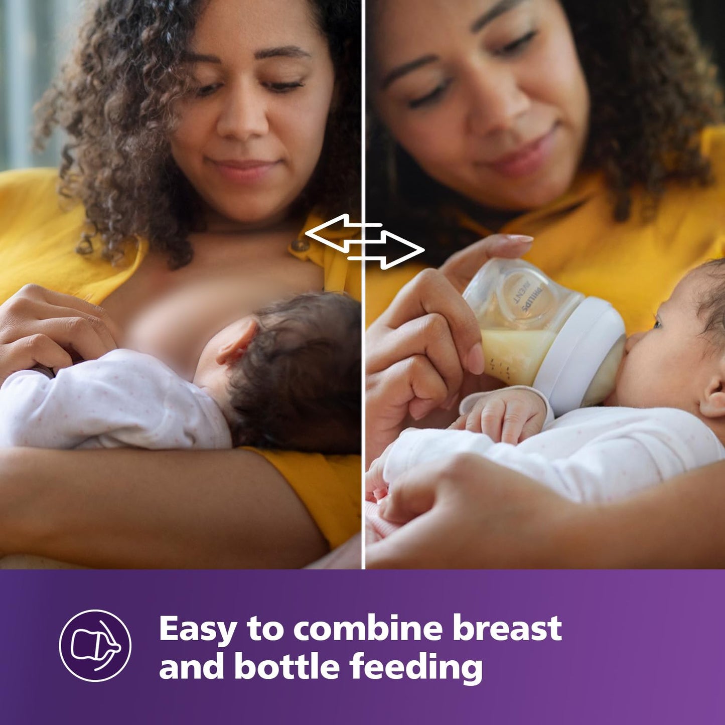 Philips Avent Natural Baby Feeding Bottle | No.1 Brand Recommended by Moms Worldwide | Ideal for 1 months+| Natural Response Technology Mimics Breastfeeding | Uniquely Designed Nipple releases milk only when baby drinks | Pack of 2| SCY903/02