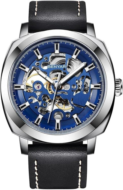 BENYAR Automatic Mechanical Skeleton Leather Strap Men's Watch