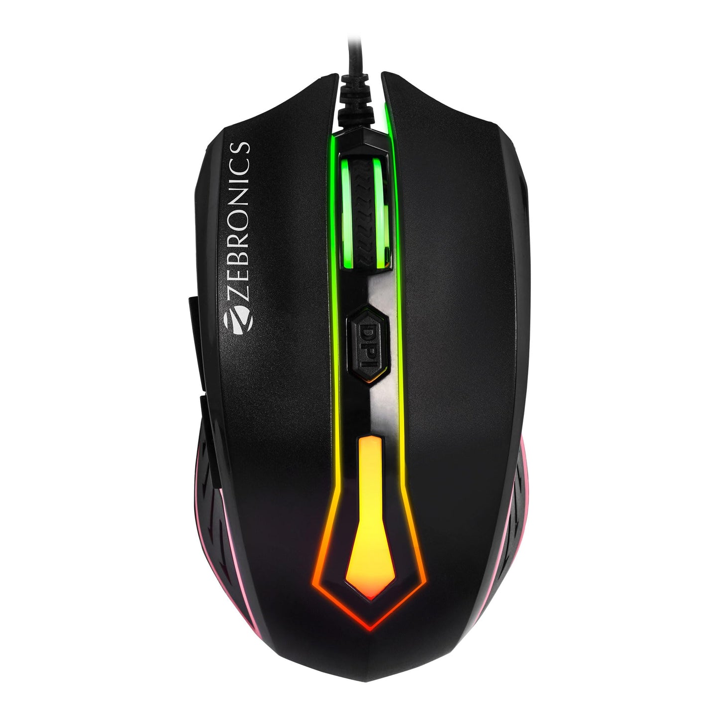 ZEBRONICS-Transformer-M with a High-Performance Gold-Plated USB Mouse: 6 Buttons, Multi-Color LED Lights,High-Resolution Sensor with max 3600 DPI, and DPI Switch(Black)