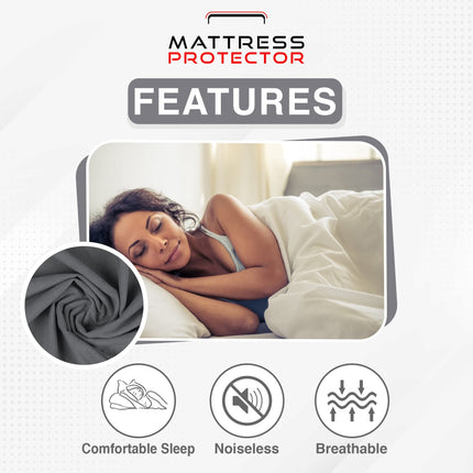 Mattress Protector 100% Waterproof Premium Cotton Feel Mattress Protector Single Size 78x36 Inch|Ultra Soft Breathable & Hypoallergenic Fitted Bed Protector Terry Cover(6.5x3 feet, Grey)