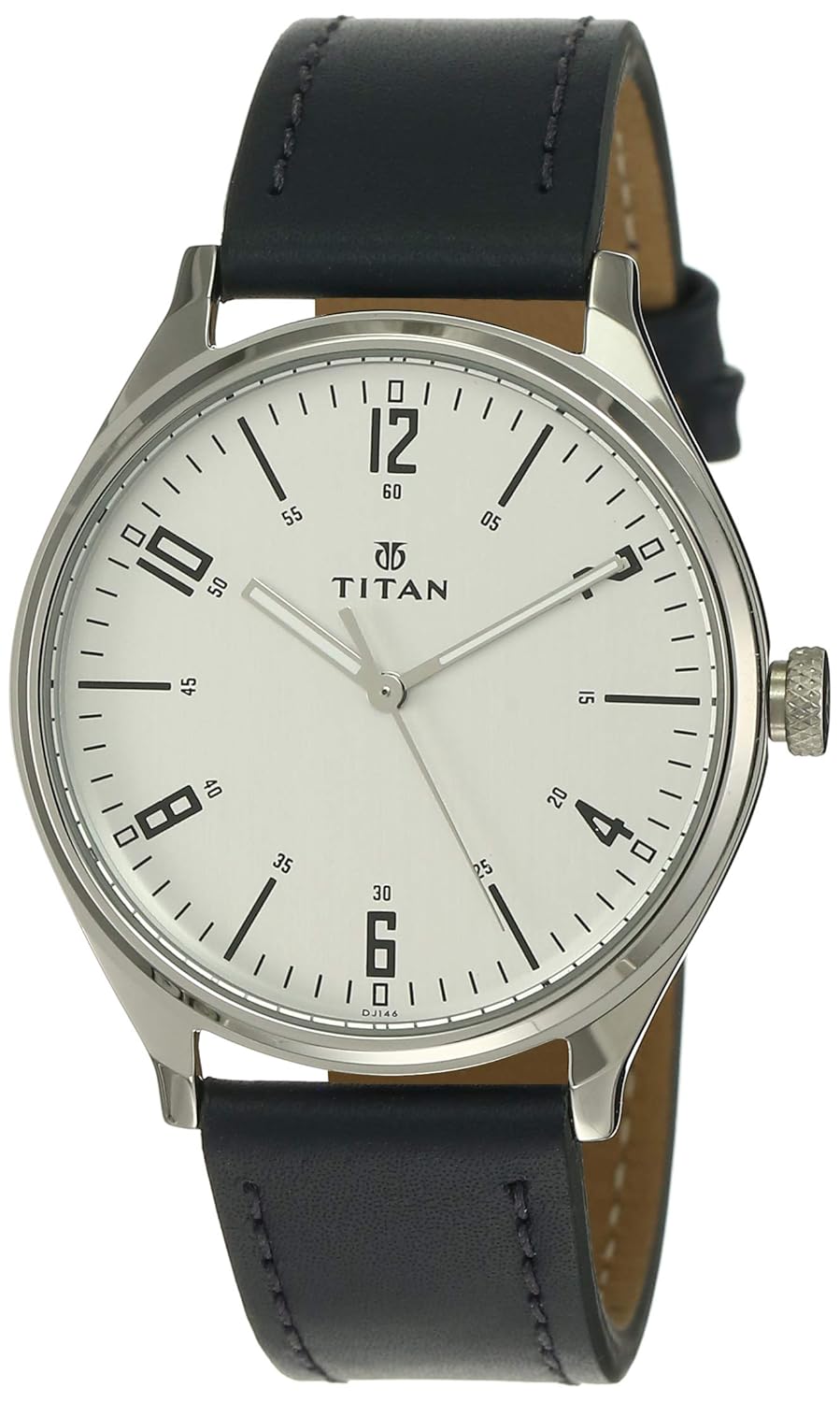 Titan Men's Minimalist Zen Analog Blue Watch: Sleek Leather Strap with Contrast Hands-1802SL02