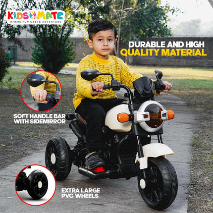 Kidsmate Ride Xtreme Electric Bike for Kids | 6V Battery, MP3 Player, USB, Bluetooth, LED Lights & Foot Accelerator | Battery-Operated Ride-On Bike with Backrest for Boys & Girls Aged 1-5 Years 