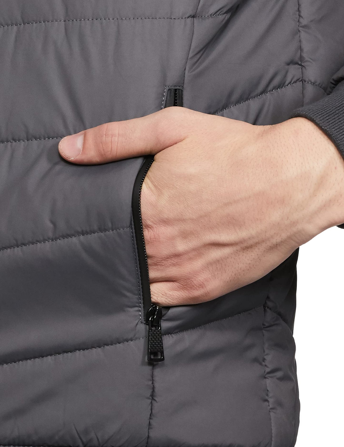 Men's Regular Fit Quilted Bomber Jacket with Detachable Hood - Winter Warm, Insulated Lining, Ribbed Cuffs, and Stylish Design