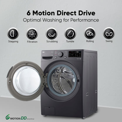 LG 7 Kg, 5 Star, Direct Drive Technology, Steam Wash, 6 Motion DD, Smart Diagnosis, Fully-Automatic Front Load Washing Machine (FHM1207SDM, Allergy Care, In-Built Heater, Touch Panel, Middle Black)