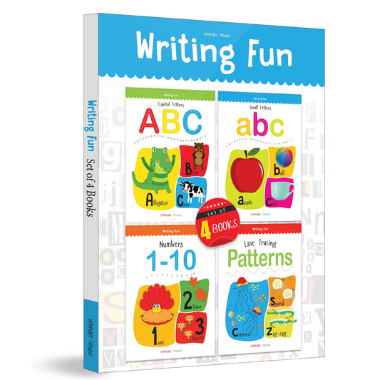 Writing Practice Boxset: Pack of 4 Books (Writing Fun: Write And Practice Capital Letters, Small Letters, Patterns and Numbers 1 to 10)