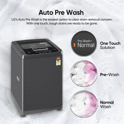 LG 7 Kg 5 Star Smart Inverter Technology Fully Automatic Top Load Washing Machine (2025 Model, T70VBMB1Z, Auto Prewash, Turbodrum, Stainless Steel drum, LED Display, Smart Diagnosis Middle Black)