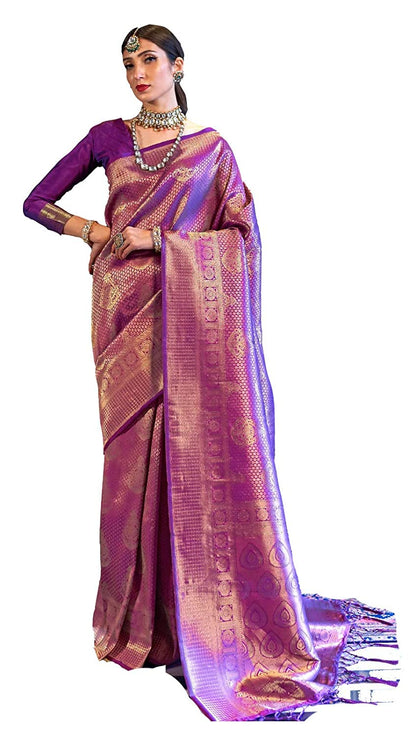 SWORNOF Womens Kanjivaram Banarasi Silk Saree Kanchipuram Patola saree