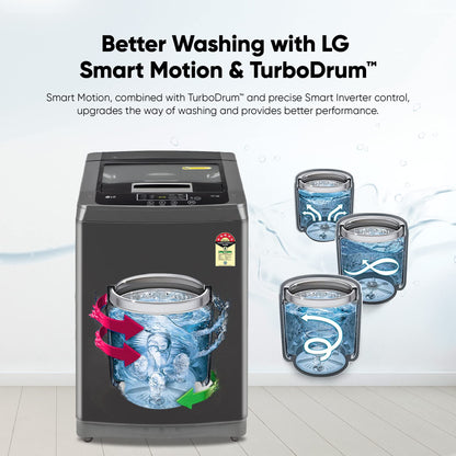 LG 7 Kg 5 Star Smart Inverter Technology Fully Automatic Top Load Washing Machine (2025 Model, T70VBMB1Z, Auto Prewash, Turbodrum, Stainless Steel drum, LED Display, Smart Diagnosis Middle Black)